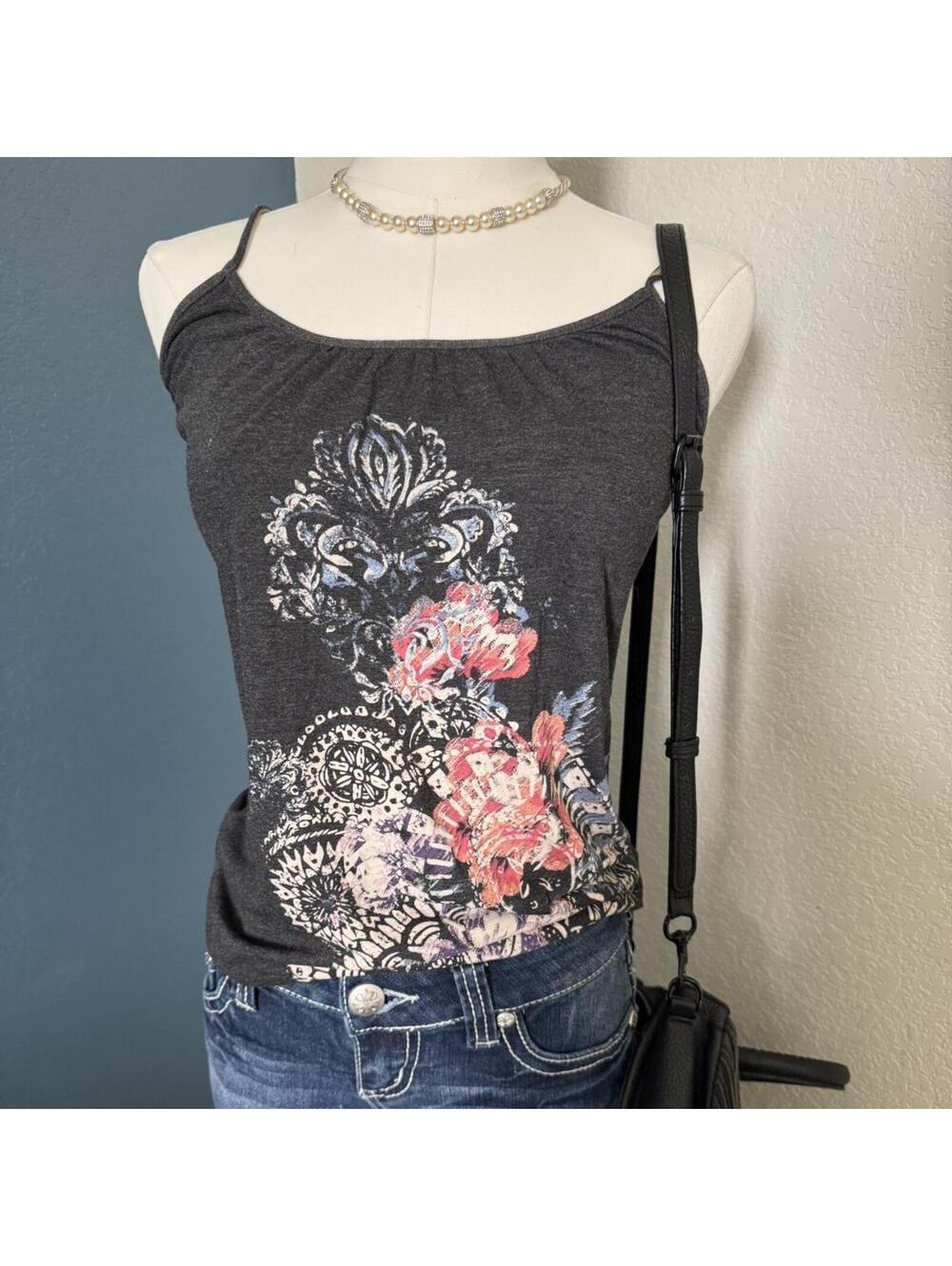 2000’s Style Floral Boho Tank Top, One Size (best fit is small)